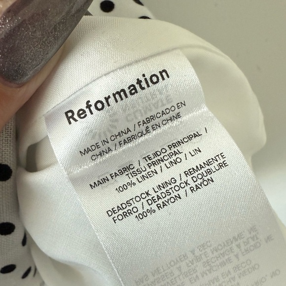 REFORMATION Malvina Linen Polka Dot Mini Dress - Picture 14 of 14